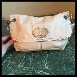 authentic fossil cross body, cream color